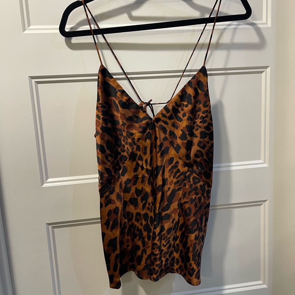 a new day Leopard Print Satin Cami in Brown and Black